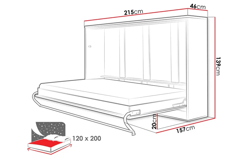 Rauk Sängskåp 215x46 cm - Grå - Möbler - Säng - Gästsäng & extrasäng - Sängskåp