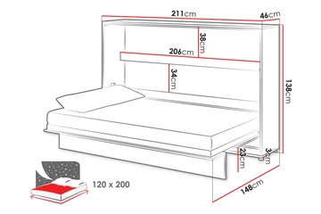 Rauk Sängskåp Fällbar Bäddbar 120x200 cm Rektangulär i Målat Trä - Vit - Möbler - Säng - Gästsäng & extrasäng - Sängskåp