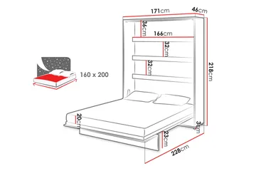 Rauk Sängskåp Fällbar Bäddbar 160x200 cm Rektangulär i Målat Trä - Vit - Möbler - Säng - Gästsäng & extrasäng - Sängskåp