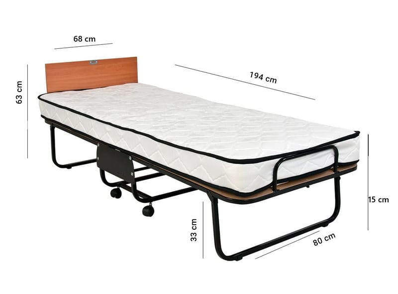 Remina Fällsäng 80x190 cm - vit och svart - Möbler - Säng - Gästsäng & extrasäng - Utdragssäng
