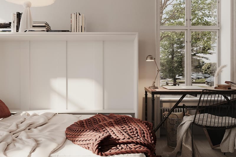 Compact Sängskåp 90x200 Horisontellt - Vit Högglans - Möbler - Säng - Gästsäng & extrasäng - Sängskåp