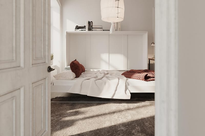 Compact Sängskåp 90x200 Horisontellt - Vit Högglans - Möbler - Säng - Gästsäng & extrasäng - Sängskåp
