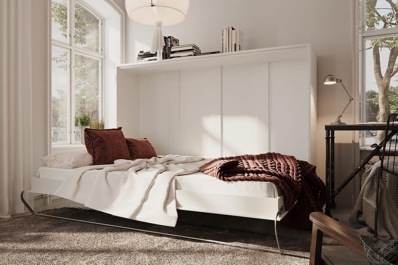 Compact Sängskåp 90x200 Horisontellt - Vit Högglans - Möbler - Säng - Gästsäng & extrasäng - Sängskåp