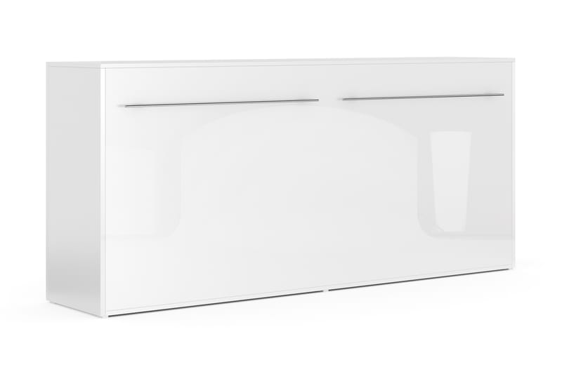 Compact Sängskåp Horisontellt90x200 Inkl Madrass Basic - Vit Högglans - Möbler - Säng - Gästsäng & extrasäng - Sängskåp