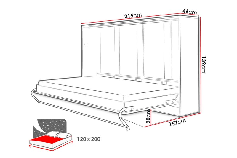 Concept Pro Sängskåp 120x200cm - Vit - Sängskåp