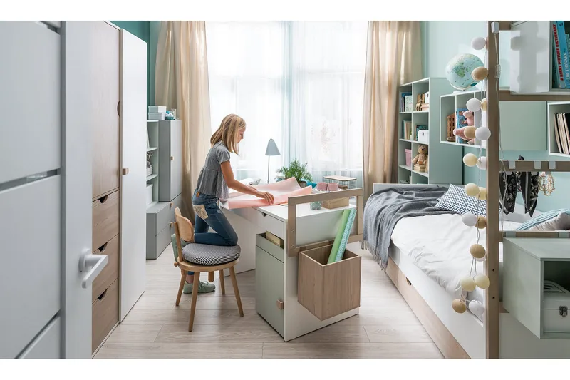 Stige Säng med Extrasäng 90x200 cm Vit/Trä/Natur - Vit/Trä/natur - Möbler - Säng - Gästsäng & extrasäng - Utdragssäng