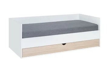 Stige Säng med Extrasäng 90x200 cm Vit/Trä/Natur - Vit/Trä/natur - Möbler - Säng - Gästsäng & extrasäng - Utdragssäng