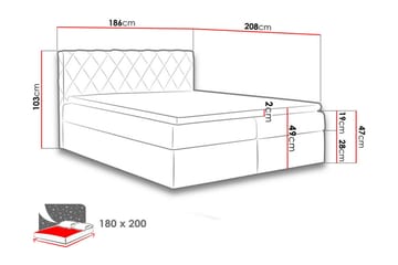 Gabin Sängpaket Kontinentalsäng 180x200 cm - Röd - Möbler - Säng - Komplett sängpaket