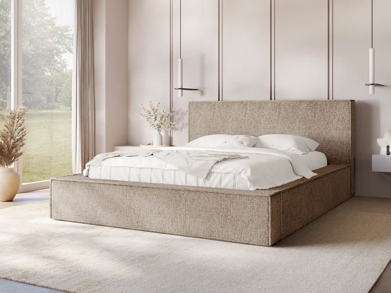 Gadi Sängram med förvaring 160x200 cm - beige - Möbler - Säng - Sängram & sängstomme