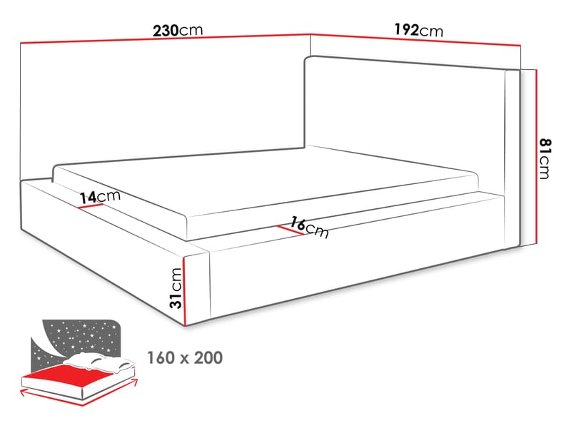 Gadi Sängram med förvaring 160x200 cm - Möbler - Säng - Sängram & sängstomme