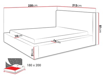 Gadi Sängram med förvaring 180x200 cm - Bella 05 - Möbler - Säng - Sängram & sängstomme