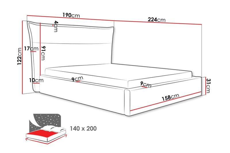 Gare Sängram 140x200 cm - Blå - Möbler - Säng - Sängram & sängstomme