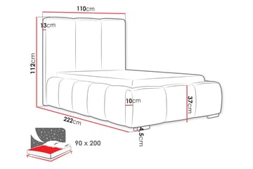 Gioia Sängram med Förvaring 90x200 cm - Grå - Möbler - Säng - Sängram & sängstomme