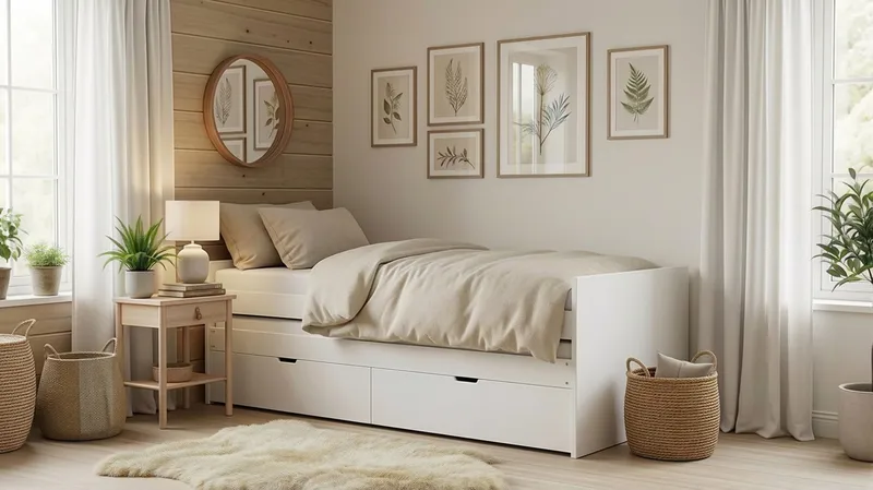 Granvik Sängram 90x200 cm utdragbar med extrasäng och förvaring inklusive 2 madrasser - Vit - Möbler - Säng - Sängram & sängstomme