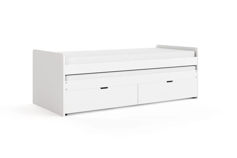 Granvik Sängram 90x200 cm utdragbar med extrasäng och förvaring inklusive 2 madrasser - Vit - Möbler - Säng - Sängram & sängstomme