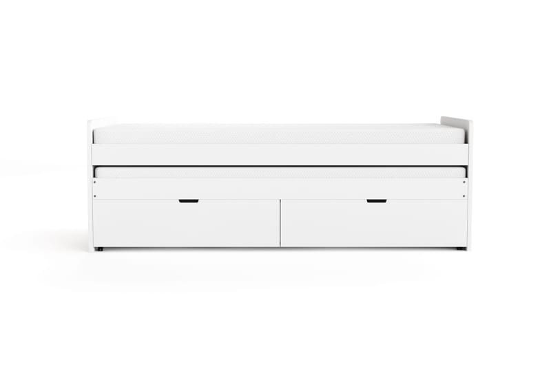 Granvik Sängram 90x200 cm utdragbar med extrasäng och förvaring inklusive 2 madrasser - Vit - Möbler - Säng - Sängram & sängstomme