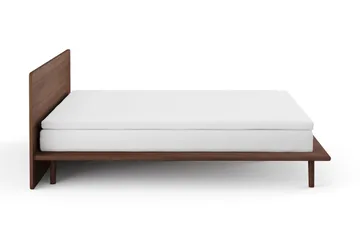 Gryning Sängram med Gavel 180x200 cm med Resårmadrass och Bäddmadrass i Polyesterskum Tvättbar klädsel - Valnöt - Möbler - Säng - Sängram & sängstomme
