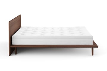 Gryning Sängram med Gavel 180x200 cm med Resårmadrass och Bäddmadrass i Polyesterskum Tvättbar klädsel - Valnöt - Möbler - Säng - Sängram & sängstomme