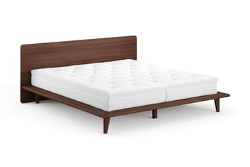 Gryning Sängram med Gavel 180x200 cm med Resårmadrass och Bäddmadrass i Polyesterskum Tvättbar klädsel - Valnöt - Möbler - Säng - Sängram & sängstomme