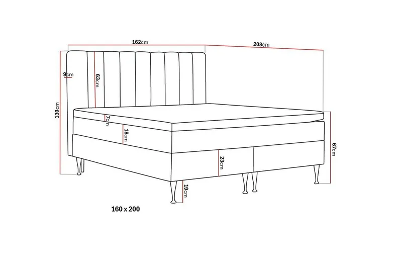 Hilton High Komplett Sängpaket 160x200 cm - Grå - Möbler - Säng - Kontinentalsäng