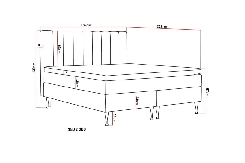 Hilton High Komplett Sängpaket 180x200 cm - Mörkgrå - Möbler - Säng - Kontinentalsäng