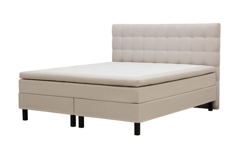Hilton Komplett Sängpaket 160x200 cm Kontinentalsäng med rutad sänggavel - Beige - Möbler - Säng - Kontinentalsäng