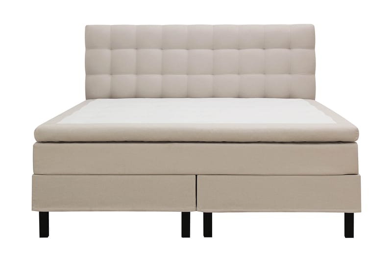 Hilton Komplett Sängpaket 160x200 cm Kontinentalsäng med rutad sänggavel - Beige - Möbler - Säng - Komplett sängpaket
