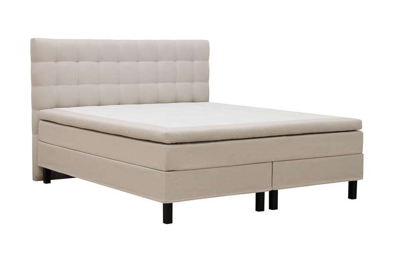 Hilton Komplett Sängpaket 160x200 cm Kontinentalsäng med rutad sänggavel - Beige - Möbler - Säng - Komplett sängpaket