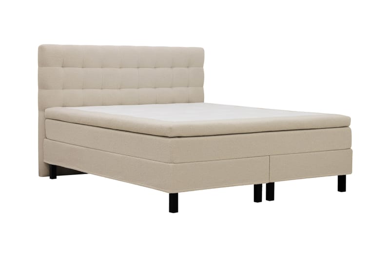 Hilton Komplett Sängpaket 160x200 cm Kontinentalsäng med rutad sänggavel - Beige - Möbler - Säng - Komplett sängpaket