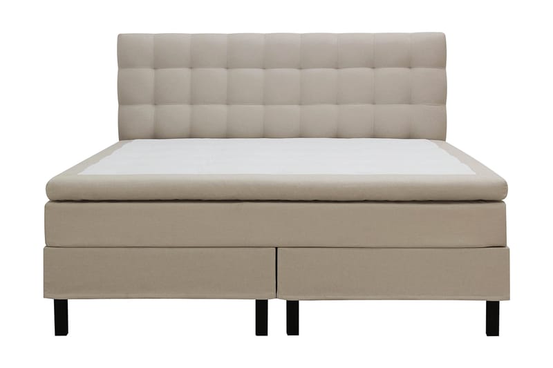 Hilton Komplett Sängpaket 160x200 cm Kontinentalsäng med rutad sänggavel - Beige - Möbler - Säng - Komplett sängpaket