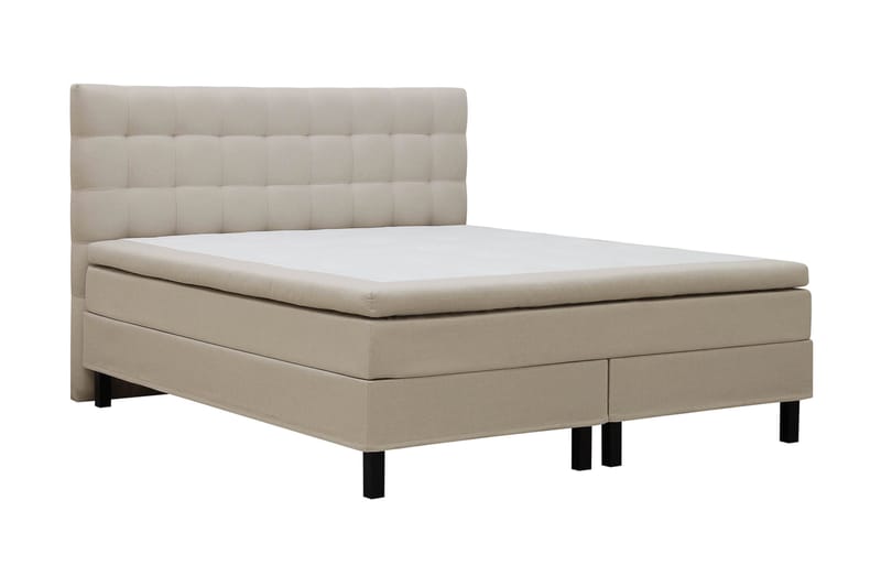 Hilton Komplett Sängpaket 160x200 cm Kontinentalsäng med rutad sänggavel - Beige - Möbler - Säng - Komplett sängpaket