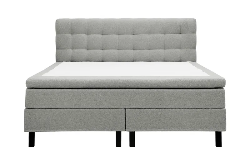 Hilton Komplett Sängpaket 160x200 cm Kontinentalsäng med rutad sänggavel - Grå / Teddy - Möbler - Säng - Kontinentalsäng