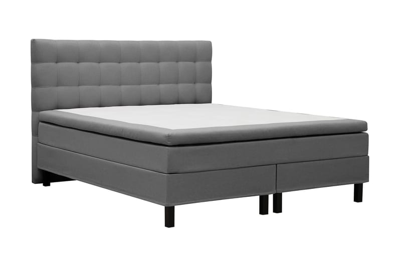 Hilton Komplett Sängpaket 160x200 cm Kontinentalsäng med rutad sänggavel - Grå - Möbler - Säng - Komplett sängpaket