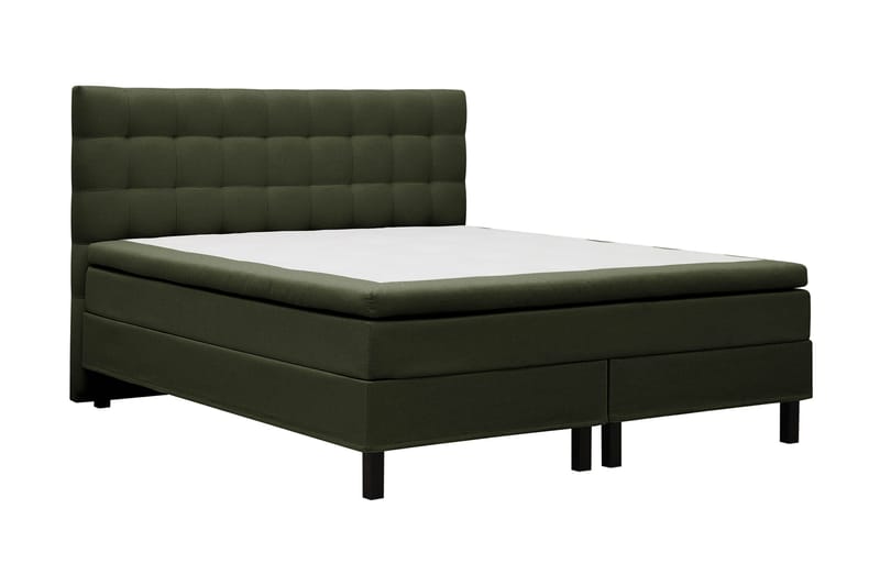 Hilton Komplett Sängpaket 160x200 cm Kontinentalsäng med rutad sänggavel - Grön - Möbler - Säng - Komplett sängpaket