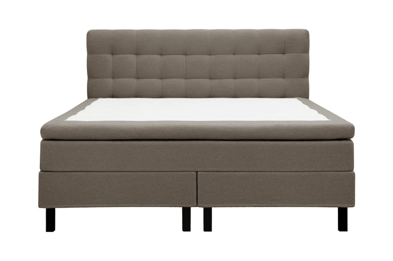 Hilton Komplett Sängpaket 160x200 cm Kontinentalsäng med rutad sänggavel i bouclé - Brun - Möbler - Säng - Komplett sängpaket