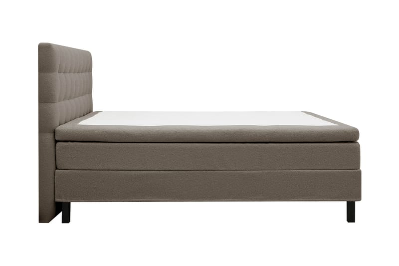 Hilton Komplett Sängpaket 160x200 cm Kontinentalsäng med rutad sänggavel i bouclé - Brun - Möbler - Säng - Komplett sängpaket