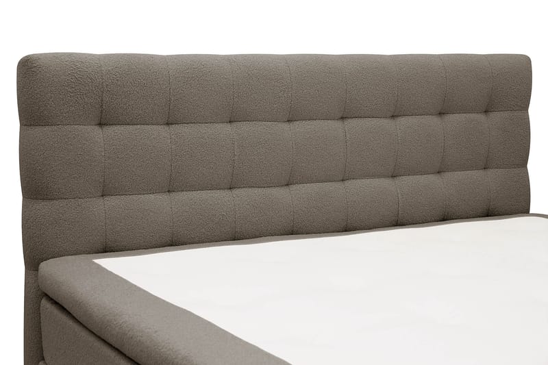 Hilton Komplett Sängpaket 160x200 cm Kontinentalsäng med rutad sänggavel i bouclé - Brun - Möbler - Säng - Komplett sängpaket