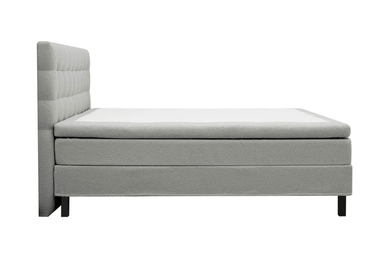 Hilton Komplett Sängpaket 160x200 cm Kontinentalsäng med rutad sänggavel i bouclé - Grå - Möbler - Säng - Komplett sängpaket