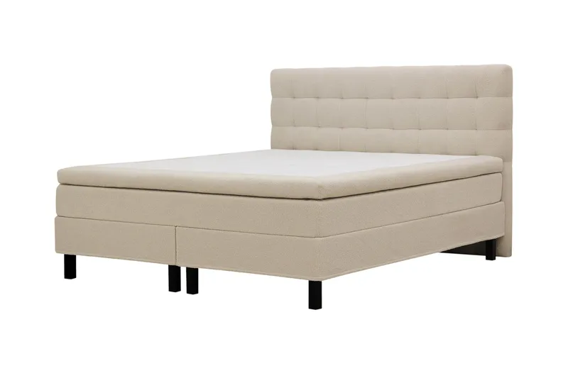 Hilton Komplett Sängpaket 180x200 cm Kontinentalsäng med rutad sänggavel - Beige / Teddy - Möbler - Säng - Kontinentalsäng