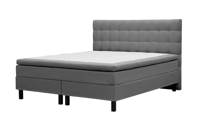 Hilton Komplett Sängpaket 180x200 cm Kontinentalsäng med rutad sänggavel - Grå - Möbler - Säng - Kontinentalsäng