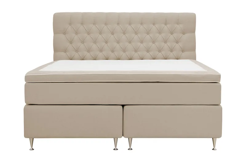 Hilton Lyx Komplett Sängpaket 160x200 cm Kontinentalsäng med knappad sänggavel - Beige - Möbler - Säng - Kontinentalsäng