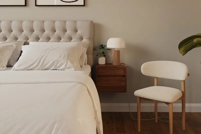 Hilton Lyx Komplett Sängpaket 160x200 cm Kontinentalsäng med knappad sänggavel - Beige - Möbler - Säng - Kontinentalsäng