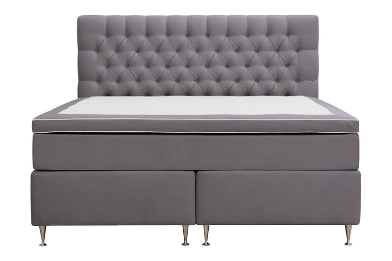 Hilton lyx Komplett Sängpaket 160x200 cm Kontinentalsäng med knappad sänggavel - Grå - Möbler - Säng - Komplett sängpaket