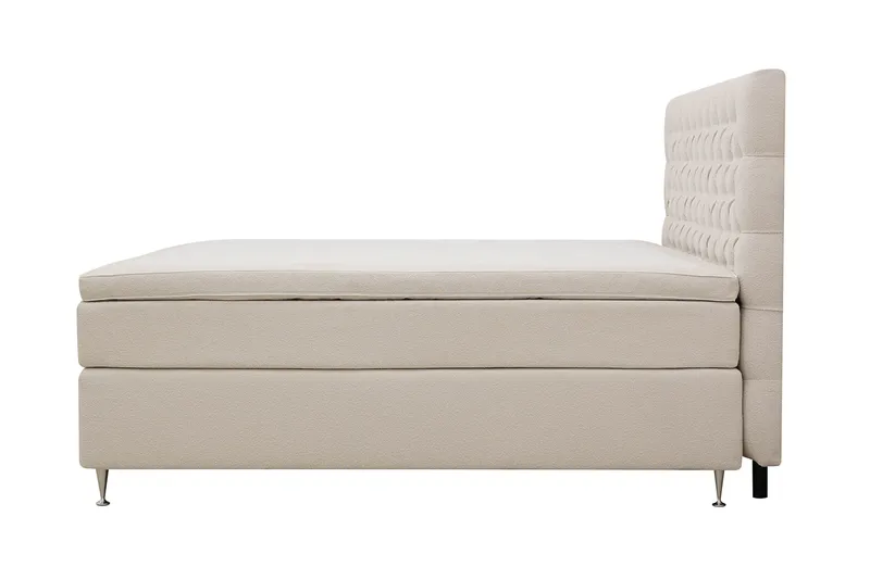 Hilton Lyx Komplett Sängpaket 160x200 cm Kontinentalsäng med knappad sänggavel i bouclé - Ivory / Bouclé - Möbler - Säng - Kontinentalsäng