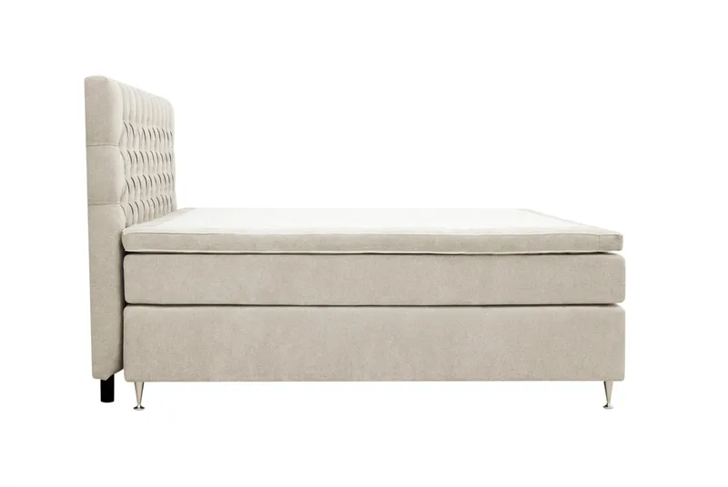 Hilton Lyx Komplett Sängpaket 160x200 cm Kontinentalsäng med knappad sänggavel i chenille - Beige - Möbler - Säng - Kontinentalsäng