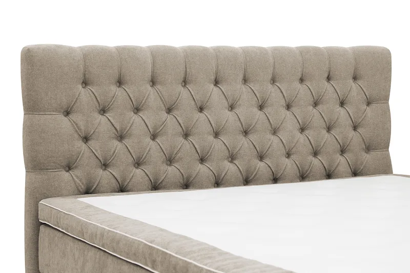 Hilton Lyx Komplett Sängpaket 160x200 cm Kontinentalsäng med knappad sänggavel i chenille - Brun - Möbler - Säng - Kontinentalsäng