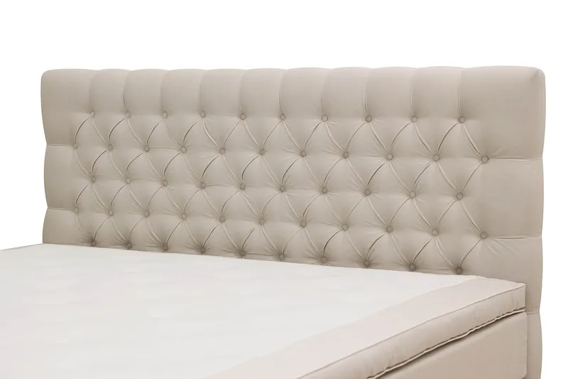 Hilton Lyx Komplett Sängpaket 160x200 cm Kontinentalsäng med knappad sänggavel i sammet - Beige / Sammet - Möbler - Säng - Kontinentalsäng
