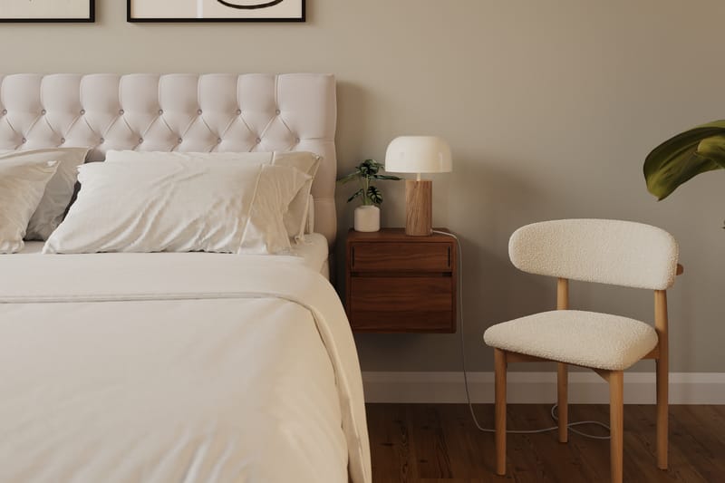 Hilton lyx Komplett Sängpaket 160x200 cm Kontinentalsäng med knappad sänggavel i sammet - Beige / Sammet - Möbler - Säng - Komplett sängpaket