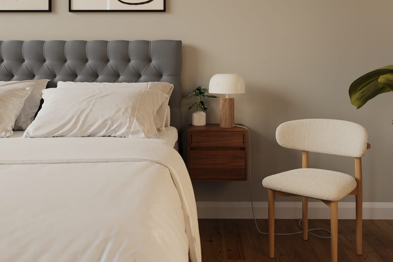 Hilton lyx Komplett Sängpaket 160x200 cm Kontinentalsäng med knappad sänggavel i sammet - Ljusgrå / Sammet - Möbler - Säng - Komplett sängpaket