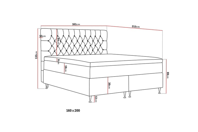 Hilton lyx Komplett Sängpaket 160x200 cm Kontinentalsäng med knappad sänggavel i sammet - Ljusgrå / Sammet - Möbler - Säng - Komplett sängpaket